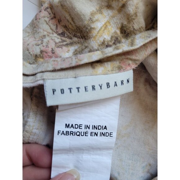 Pottery Barn Beige Floral Oversized Pillow Cover Linen Botanical Decor - Picture 5 of 6